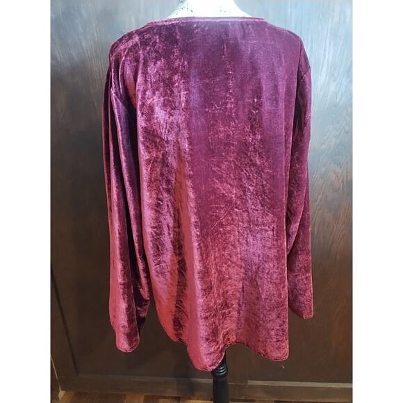 Maroon Christmas Velvet Embroidered Top 22 24 W Burgundy Red Holiday Whimsygoth - Picture 4 of 5